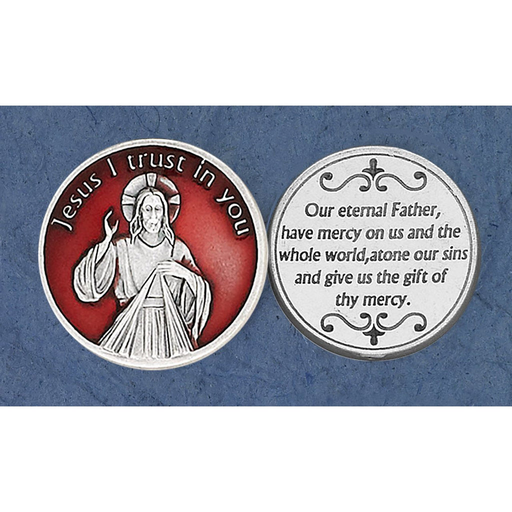 Catholic Tokens Bulk Light Red Enameled Divine Mercy Token | Catholic Shop ...