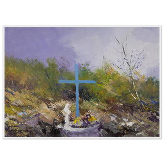 Abstract Teal Cross Landscape Framed Print - view 11