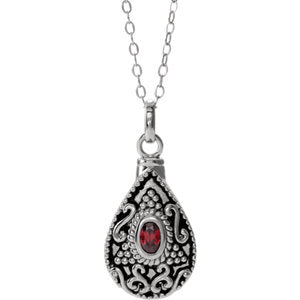 Sterling Silver January Birthstone Tear Ash Holder 18" Necklace