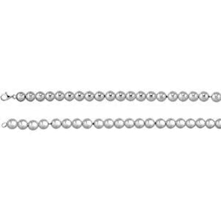18-inch Bead Necklace with Lobster Claps - Sterling Silver