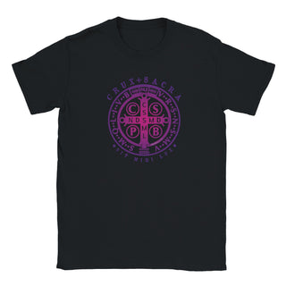 St. Benedict Medal Purple Gradient T-Shirt - view 10