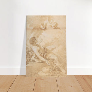 Sepia Sketch of Youth and Cherubs Canvas Print - view 7