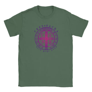 St. Benedict Medal Purple Gradient T-Shirt - view 13