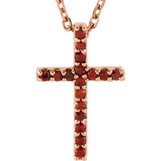 14K Rose Mozambique Garnet Cross 16" Necklace