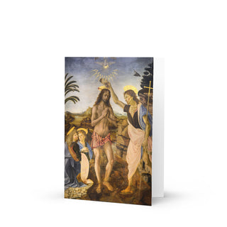 Baptism Card - The Baptism of Christ by Verrocchio and Leonardo: front