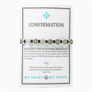 Black Confirmation Blessing Bracelet - Silver