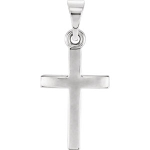 14K White 14.5x9.7 MM Cross Pendant