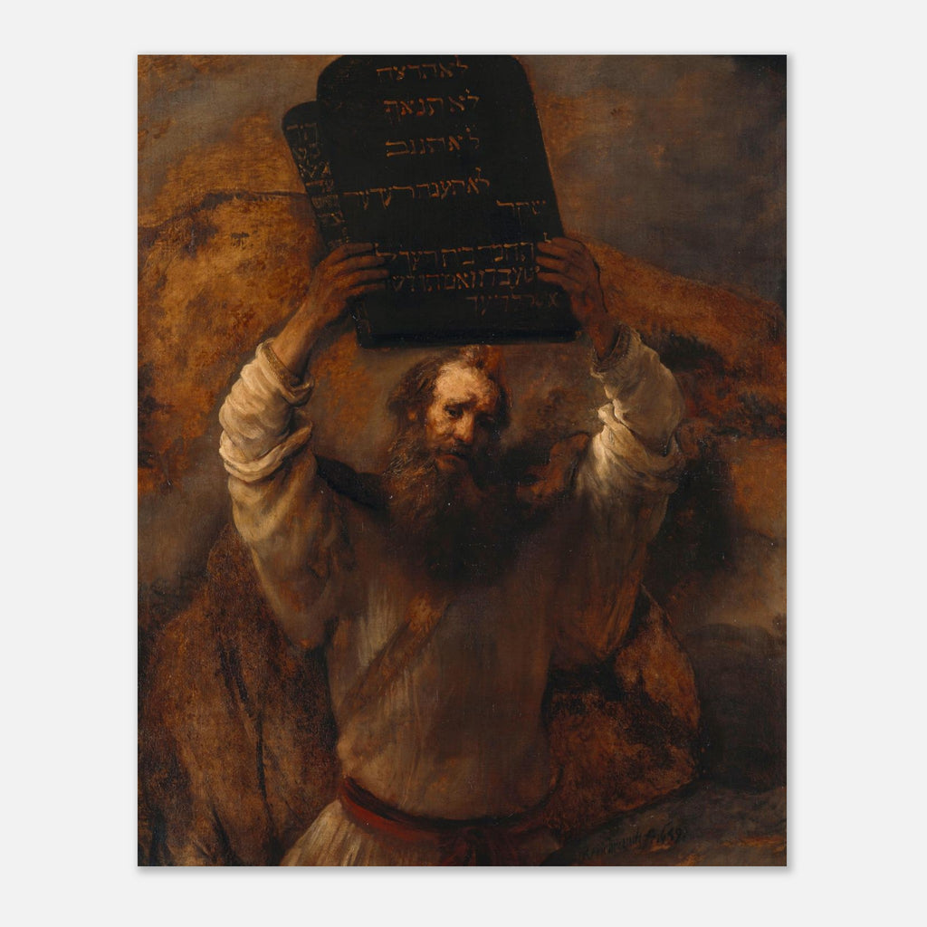 Moses with the Ten Commandments by Rembrandt Poster – CatholicShop.com