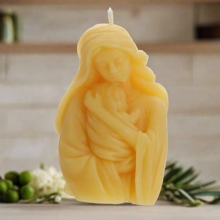 Virgin Mary and Child Torso Beeswax Pillar Candle