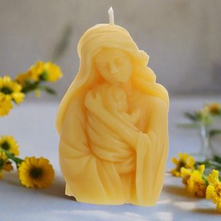 Virgin Mary and Child Torso Beeswax Pillar Candle