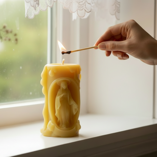 Virgin Mary Catholic  Beeswax Prayer Candle