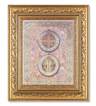 Gold Saint Benedict Print in 10.23X12.24 Antique Gold Frame
