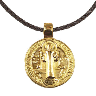Gold-Plated Stainless Steel St. Benedict Medal - 32 mm