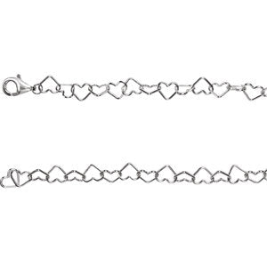 18-inch Heart Link Chain with Lobster Clasp - Sterling Silver