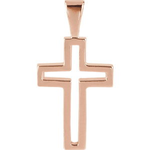 14K Rose 13.5x9.5 MM Cross Pendant