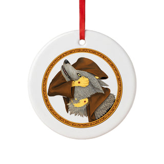 Wolf in Friar's Habit Ceramic Ornament