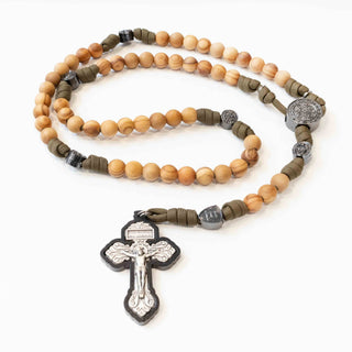 Handmade Olive Wood Combat Medjugorje Rosary - main product image | CatholicShop.com