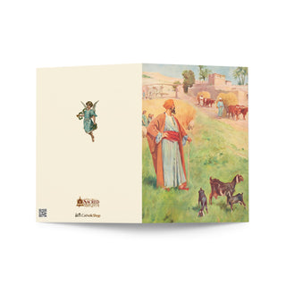 Thanksgiving Card - Boaz in the Harvest Field Vintage Bible Print: outside