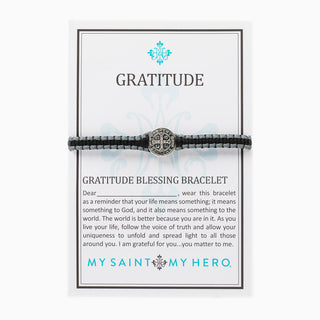 Gratitude Blessing Bracelet - Black & Silver