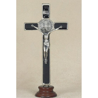 8 inch Black St Benedict Enameled Crucifix