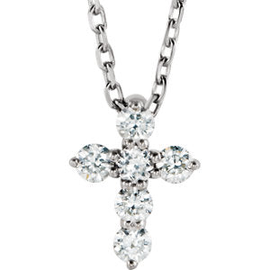 14K White 1/6 CTW Diamond Cross 16-18" Necklace