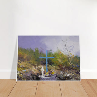 Abstract Teal Cross Landscape Framed Print - view 12