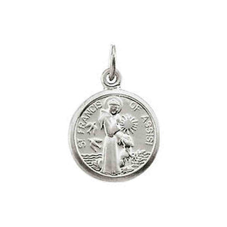 14K White 10.15x12 MM St. Francis of Assisi Medal