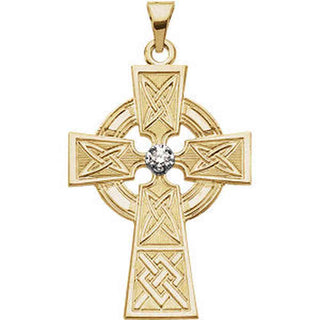 14K Gold & White .06 CTW Diamond Cross Pendant
