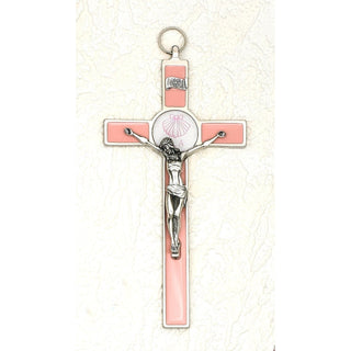 Pink Baptism Cross With Epoxy shell