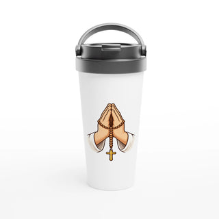 Praying Hands with Rosary Travel Mug