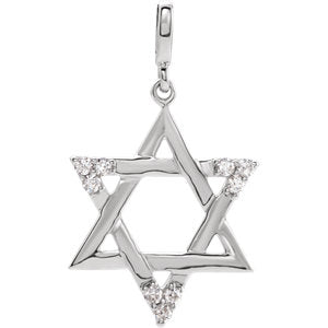 14K White .10 CTW Diamond Star of David Pendant