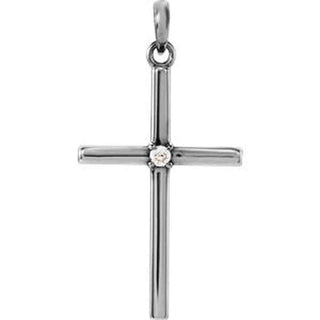 14K White 26.5x13.75 MM .02 CTW Diamond Cross Pendant