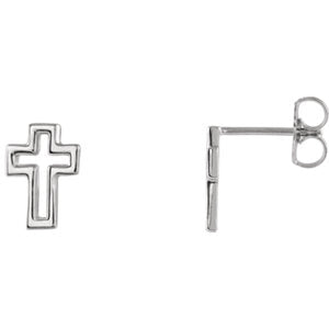 Sterling Silver Open Cross Earrings