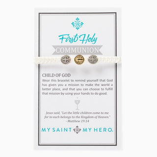 First Holy Communion Child of God Bracelet / White - Mixed Metal