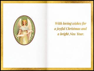 All Glory Be to God on High Christ Child Foil Christmas Cards, Set of 10: inside of the card, gold foil greeting