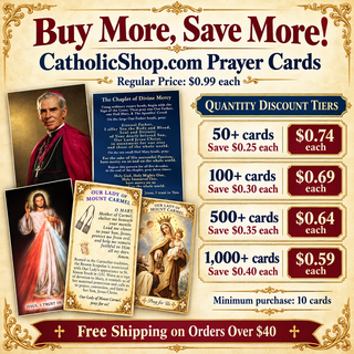 Our Lady of Mount Carmel Scapular Holy Card quantity discounts: buy more, save more