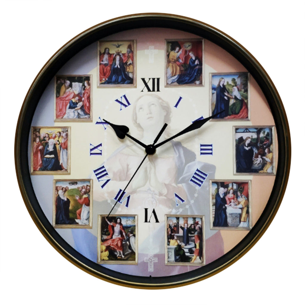 Joyful and Glorious Mysteries Rosary Wall Clock – CatholicShop.com