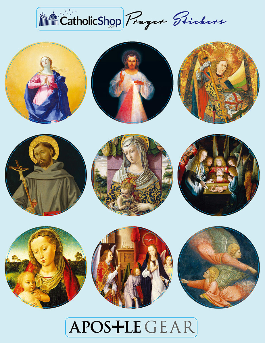 Catholic Stickers - Sheet of 9 religious stickers – CatholicShop.com