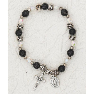 4-pack - Imitation BLACK TOPAZ- Italian Faux Birthstone Stretch Bracelet