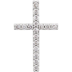14K White 1/3 CTW Petite Diamond Cross Pendant