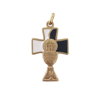 Bulk Gold Tone- Black/White Enamel Chalice Cross
