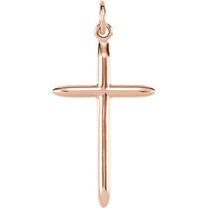 14K Rose 25x15 MM Cross Pendant