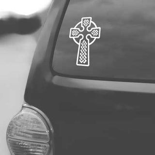 Celtic Cross White Vinyl ShapeCut Decal
