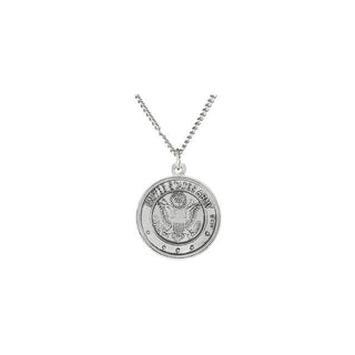 Sterling Silver St. Christopher/Us Army Pendant with Chain