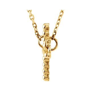 14K Sideways Beaded Cross with 16.5" Necklace