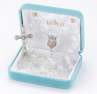 Austrian Crystal Sterling Silver Rosary - Engravable
