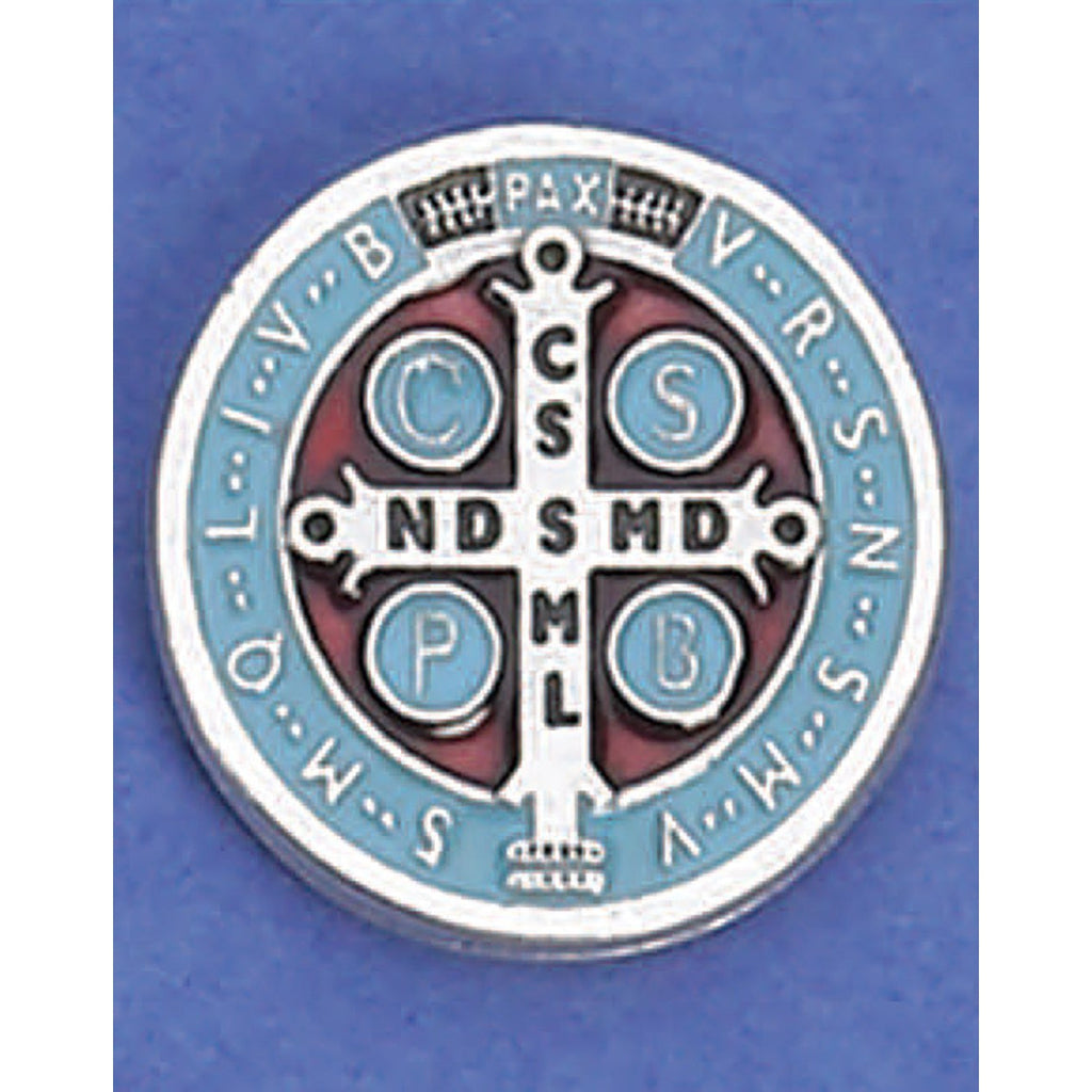 Saint Benedict Lapel Pin 6-Pack Silver Blue | Catholic Shop ...
