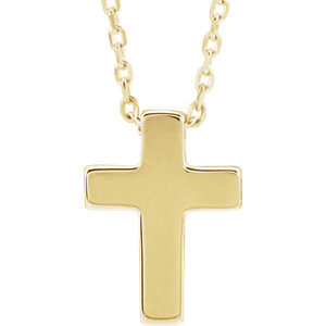 14K Gold Petite Cross 16-18" Necklace