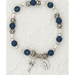 4-pack - Imitation BLUE TOPAZ- Italian Faux Birthstone Stretch Bracelet