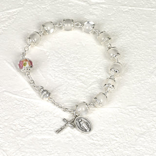 4-pack - White Cat's Eye Rosary Bracelet with Magnetic Clasp